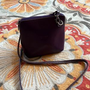 Vera Pelle purple leather crossbody purse